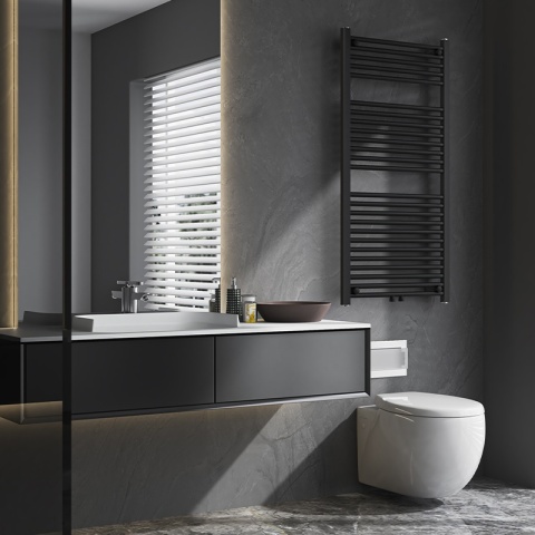 GRZEJNIK ŁAZIENKOWY ŚCIENNY PIONOWY WODNY DRABINKA 120x60 CORSO-BL-1 CZARNY