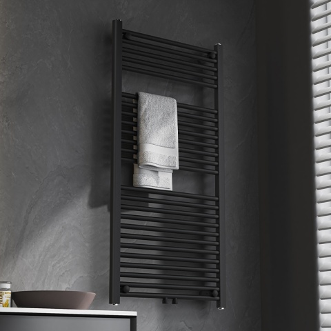 GRZEJNIK ŁAZIENKOWY ŚCIENNY PIONOWY WODNY DRABINKA 120x60 CORSO-BL-1 CZARNY