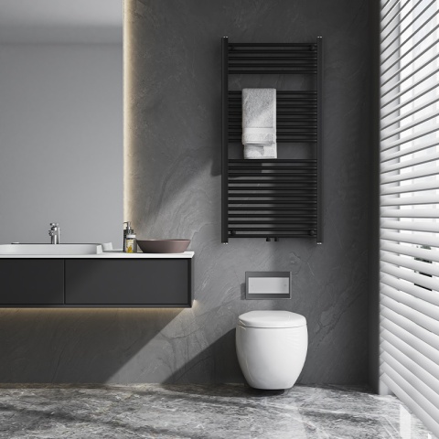 GRZEJNIK ŁAZIENKOWY ŚCIENNY PIONOWY WODNY DRABINKA 120x60 CORSO-BL-1 CZARNY