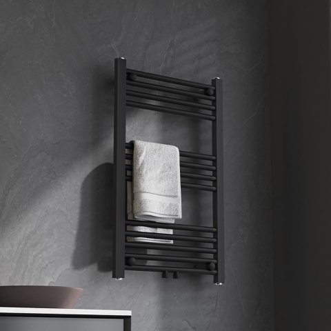 GRZEJNIK ŁAZIENKOWY ŚCIENNY PIONOWY WODNY DRABINKA 80x50 CORSO-BL-3 CZARNY