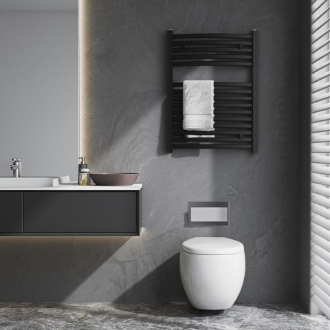 GRZEJNIK ŁAZIENKOWY ŚCIENNY PIONOWY WODNY DRABINKA 80x60 GAMA-BL-1 CZARNY