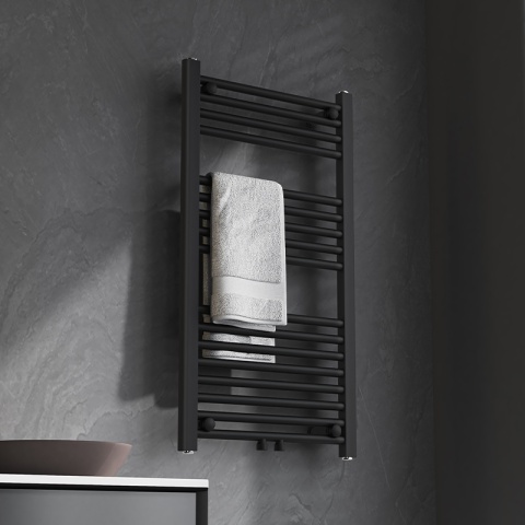 GRZEJNIK ŁAZIENKOWY ŚCIENNY PIONOWY WODNY DRABINKA 90x50 CORSO-BL-2 CZARNY