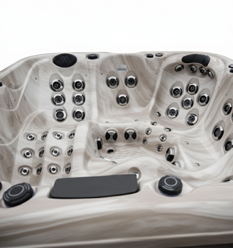 JACUZZI OGRODOWE WANNA SPA347 CAPPUCCINO OBUDOWA ANTRACYT 230x230 CM