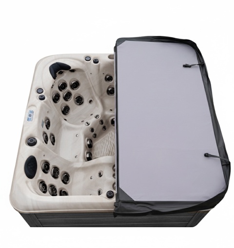 JACUZZI OGRODOWE WANNA SPA347 CAPPUCCINO OBUDOWA ANTRACYT 230x230 CM