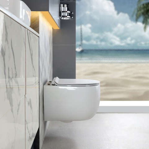 MISKA WC WISZĄCA TORNADO LAKE-WH-TR-01 BIAŁA DESKA WOLNOOPADAJĄCA DUROPLAST