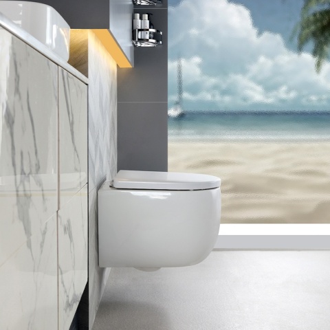 MISKA WC WISZĄCA TORNADO LAKE-WH-TR-02 BIAŁA DESKA WOLNOOPADAJĄCA DUROPLAST