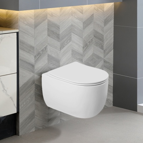 MISKA WC WISZĄCA TORNADO LAKE-WH-TR-03 BIAŁA DESKA WOLNOOPADAJĄCA DUROPLAST