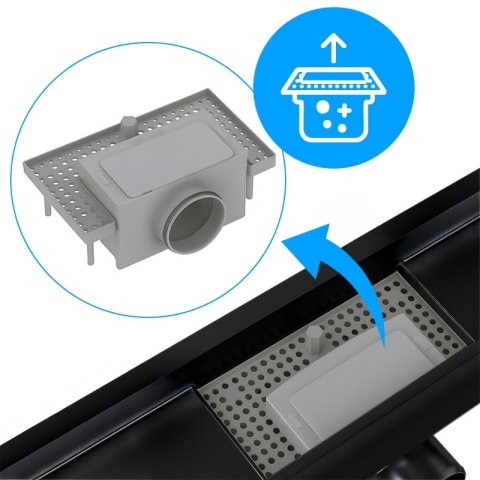 ODPŁYW LINIOWY 60 CM CZARNY NISKI SYFON WYSOKA PRZEPUSTOWOŚĆ DL01 FIX