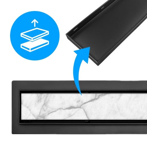 ODPŁYW LINIOWY 70 CM CZARNY NISKI SYFON WYSOKA PRZEPUSTOWOŚĆ DL01 FIX