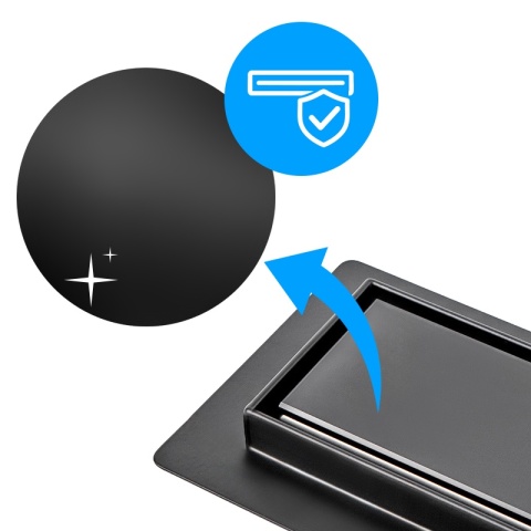 ODPŁYW LINIOWY 50 CM CZARNY NISKI SYFON WYSOKA PRZEPUSTOWOŚĆ DL01 GLASS