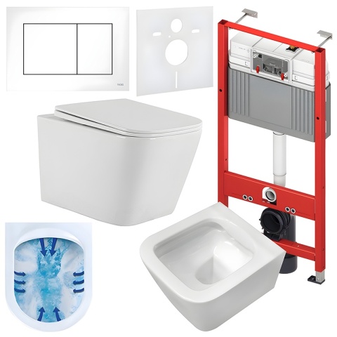 ZESTAW PODTYNKOWY WC STELAŻ TECE MISKA AQUA-WH-03 PRZYCISK TC-9240400 BIAŁY POŁYSK