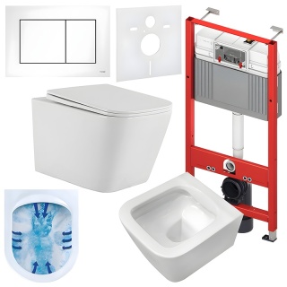 ZESTAW PODTYNKOWY WC STELAŻ TECE MISKA AQUA-WH-03 PRZYCISK TC-9240417 BIAŁY MAT