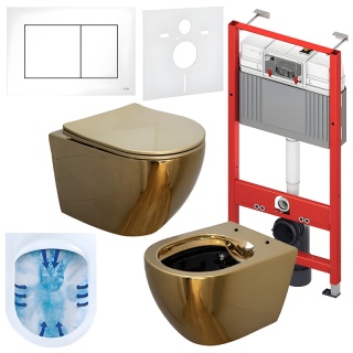 ZESTAW PODTYNKOWY WC STELAŻ TECE MISKA MIZU-GL-BL-RIM-03 PRZYCISK TC-9240400 BIAŁY POŁYSK