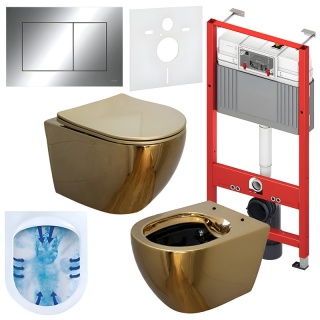 ZESTAW PODTYNKOWY WC STELAŻ TECE MISKA MIZU-GL-BL-RIM-03 PRZYCISK TC-9240401 CHROM