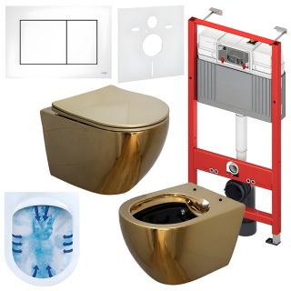 ZESTAW PODTYNKOWY WC STELAŻ TECE MISKA MIZU-GL-BL-RIM-03 PRZYCISK TC-9240417 BIAŁY MAT