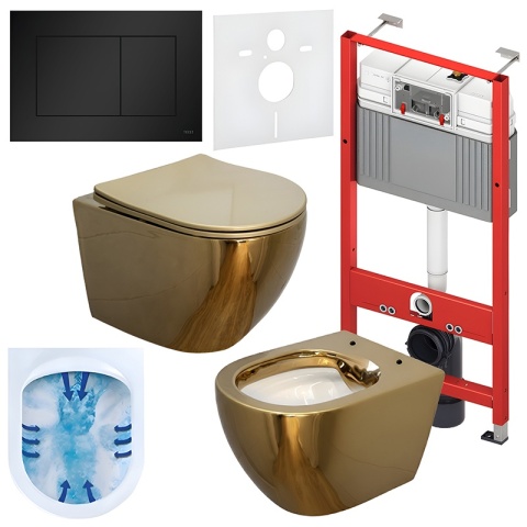 ZESTAW PODTYNKOWY WC STELAŻ TECE MISKA MIZU-GL-WH-RIM-03 PRZYCISK TC-9240407 CZARNY MAT