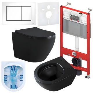 ZESTAW PODTYNKOWY WC STELAŻ TECE MISKA MIZU-MTB-RIM-03 PRZYCISK TC-9240417 BIAŁY MAT