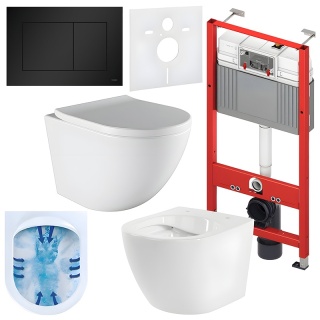 ZESTAW PODTYNKOWY WC STELAŻ TECE MISKA PURO-WH-02 PRZYCISK TC-9240407 CZARNY MAT