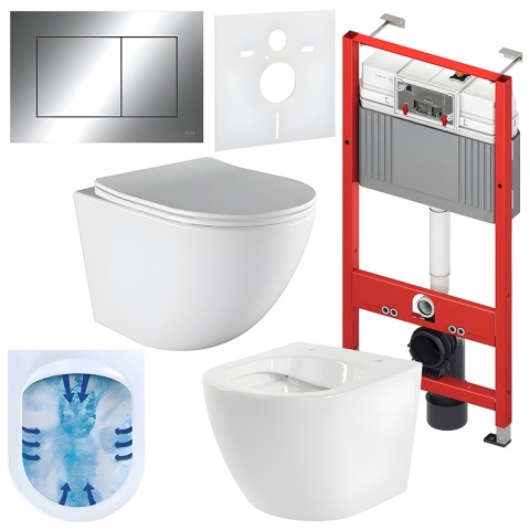 ZESTAW PODTYNKOWY WC STELAŻ TECE MISKA PURO-WH-03 PRZYCISK TC-9240401 CHROM