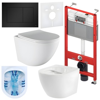 ZESTAW PODTYNKOWY WC STELAŻ TECE MISKA PURO-WH-03 PRZYCISK TC-9240407 CZARNY MAT