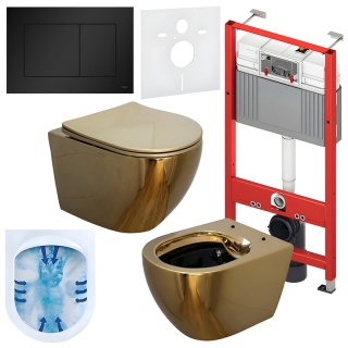 ZESTAW PODTYNKOWY WC STELAŻ TECE MISKA MIZU-GL-BL-RIM-03 PRZYCISK TC-9240407 CZARNY MAT