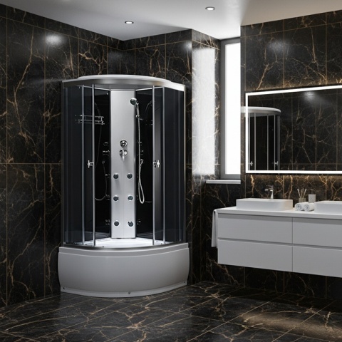 KABINA PRYSZNICOWA Z HYDROMASAŻEM WSH7601B 100x100 CM