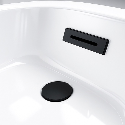 KOREK DO WANNY WOLNOSTOJĄCEJ Z PRZELEWEM POKRYWA MASKOWNICA CZARNY