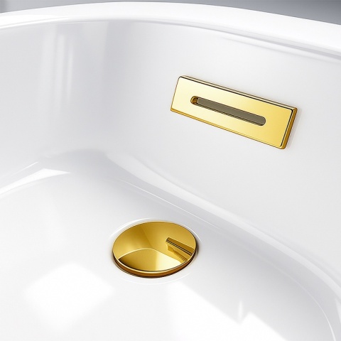 KOREK DO WANNY WOLNOSTOJĄCEJ Z PRZELEWEM POKRYWA MASKOWNICA ZŁOTY