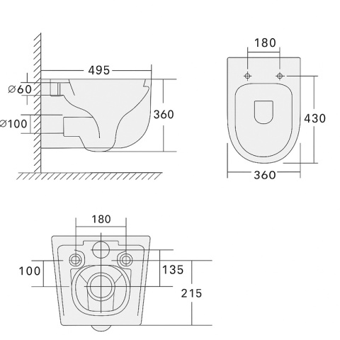 MISKA WC WISZĄCA TORNADO LAKE-WH-TR-02 BIAŁA DESKA WOLNOOPADAJĄCA DUROPLAST