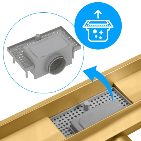 ODPŁYW LINIOWY 60 CM ZŁOTY NISKI SYFON WYSOKA PRZEPUSTOWOŚĆ DL01 FIX