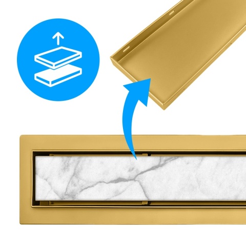 ODPŁYW LINIOWY 70 CM ZŁOTY NISKI SYFON WYSOKA PRZEPUSTOWOŚĆ DL01 FIX