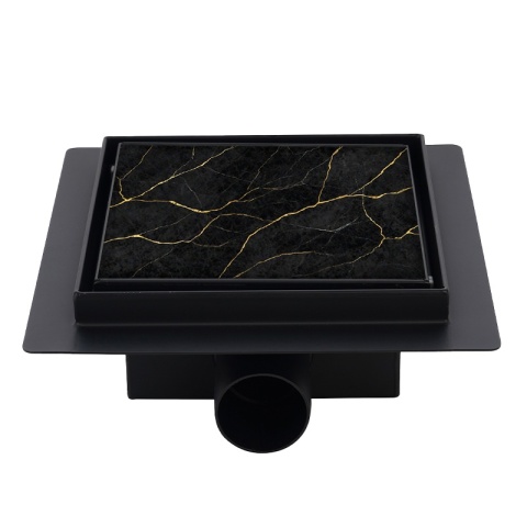 ODPŁYW LINIOWY KWADRATOWY 15x15 CM CZARNY WYSOKA PRZEPUSTOWOŚĆ DL06 FIX