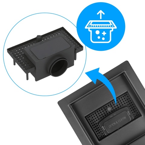 ODPŁYW LINIOWY KWADRATOWY 15x15 CM CZARNY WYSOKA PRZEPUSTOWOŚĆ DL06 WAVE