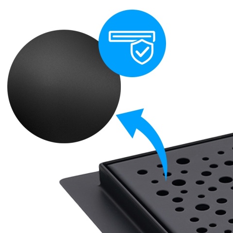 ODPŁYW LINIOWY KWADRATOWY 15x15 CM CZARNY WYSOKA PRZEPUSTOWOŚĆ DL06 WAVE