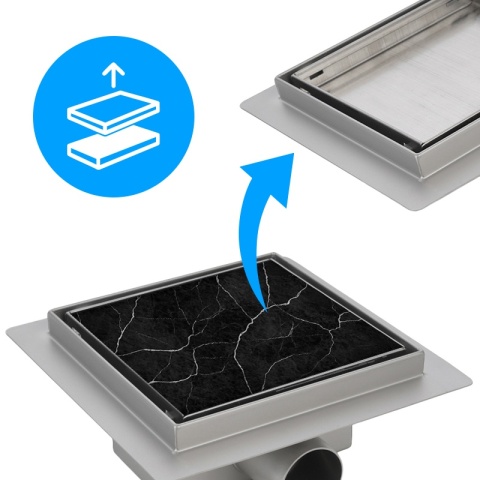 ODPŁYW LINIOWY KWADRATOWY 15x15 CM INOX WYSOKA PRZEPUSTOWOŚĆ DL06 FIX