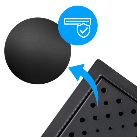 ODPŁYW LINIOWY KWADRATOWY 15x15 CM CZARNY WYSOKA PRZEPUSTOWOŚĆ DL06 CIRCLE