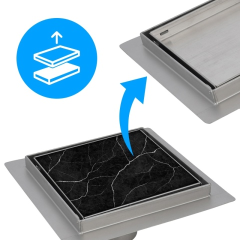 ODPŁYW LINIOWY KWADRATOWY 15x15 CM INOX WYSOKA PRZEPUSTOWOŚĆ DL08 FIX