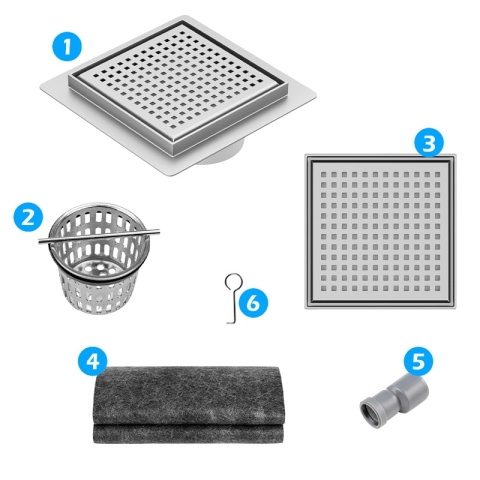 ODPŁYW LINIOWY KWADRATOWY 15x15 CM INOX WYSOKA PRZEPUSTOWOŚĆ DL08 QUBE