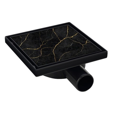 ODPŁYW LINIOWY KWADRATOWY 10x10 CM CZARNY NISKI SYFON 360 DL07 FIX G1