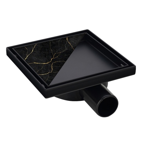 ODPŁYW LINIOWY KWADRATOWY 10x10 CM CZARNY NISKI SYFON 360 DL07 FIX G1