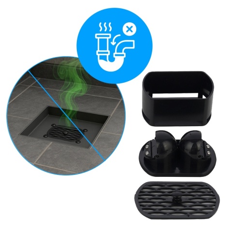 ODPŁYW LINIOWY KWADRATOWY 10x10 CM CZARNY NISKI SYFON 360 DL07 FIX G1