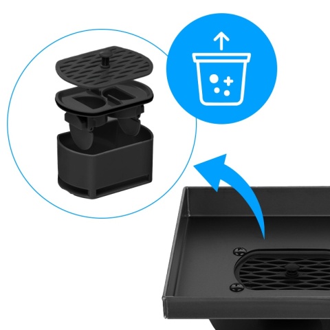 ODPŁYW LINIOWY KWADRATOWY 15x15 CM CZARNY OBROTOWY NISKI SYFON 360 DL07 FIX