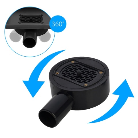 ODPŁYW LINIOWY KWADRATOWY 15x15 CM CZARNY OBROTOWY NISKI SYFON 360 DL07 FIX