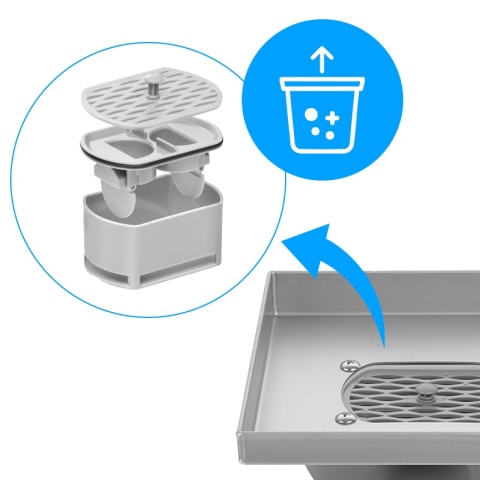 ODPŁYW LINIOWY KWADRATOWY 10x10 CM INOX OBROTOWY NISKI SYFON 360 DL07 FIX