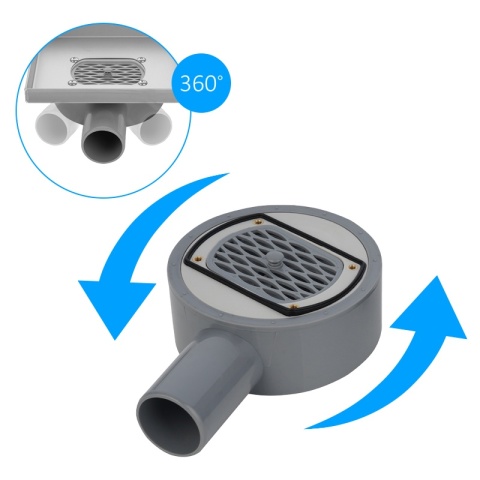 ODPŁYW LINIOWY KWADRATOWY 10x10 CM INOX OBROTOWY NISKI SYFON 360 DL07 FIX