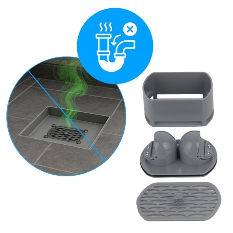 ODPŁYW LINIOWY KWADRATOWY 15x15 CM INOX OBROTOWY NISKI SYFON 360 DL07 FIX