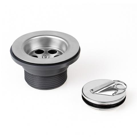 SYFON DO ZLEWU KUCHENNEGO Z KORKIEM CHROM UNIWERSALNY S8 REGULOWANY 28-70CM