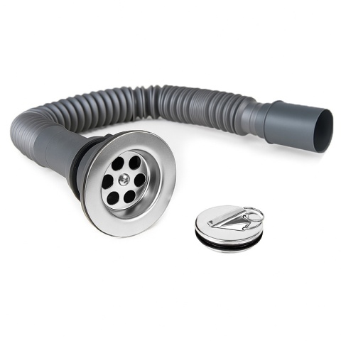 SYFON DO ZLEWU KUCHENNEGO Z KORKIEM CHROM UNIWERSALNY S8 REGULOWANY 28-70CM