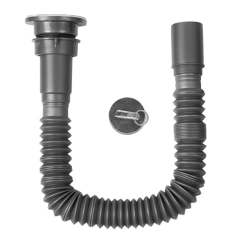 SYFON DO ZLEWU KUCHENNEGO Z KORKIEM CHROM UNIWERSALNY S8 REGULOWANY 28-70CM