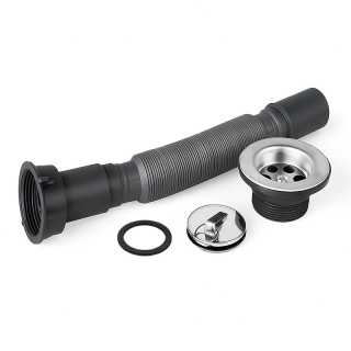 SYFON DO ZLEWU KUCHENNEGO Z KORKIEM CHROM UNIWERSALNY S8 REGULOWANY 28-70CM